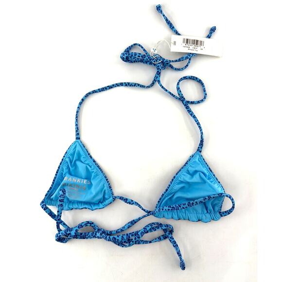 Frankies Bikinis Cobalt Cheetah Mikayla Micro Triangle Bikini Top Size XS - Picture 9 of 14
